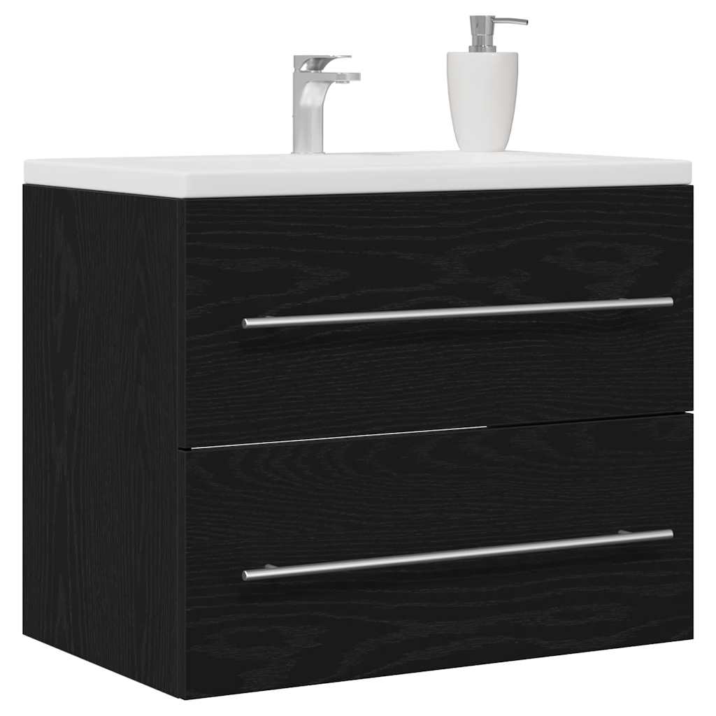 Bathroom sink cabinet black oak engineered wood