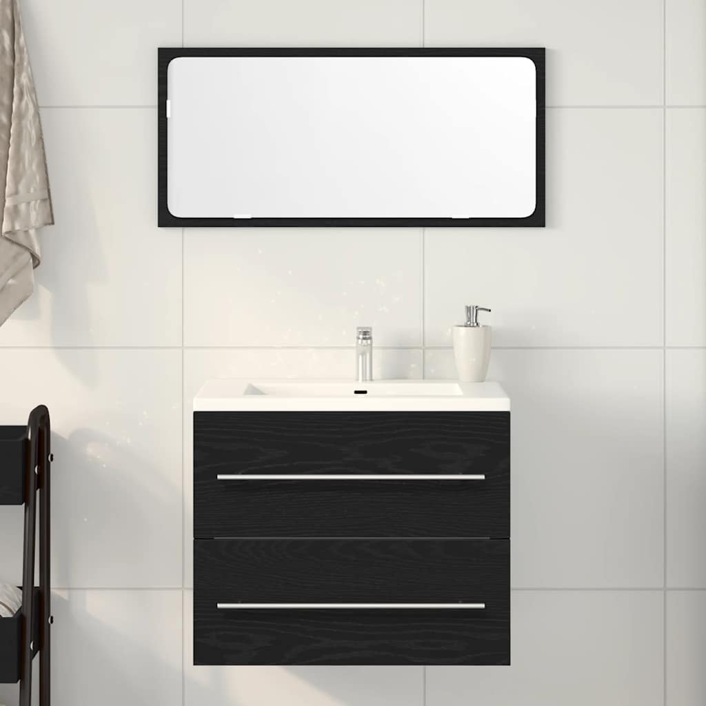 Bathroom sink cabinet black oak engineered wood