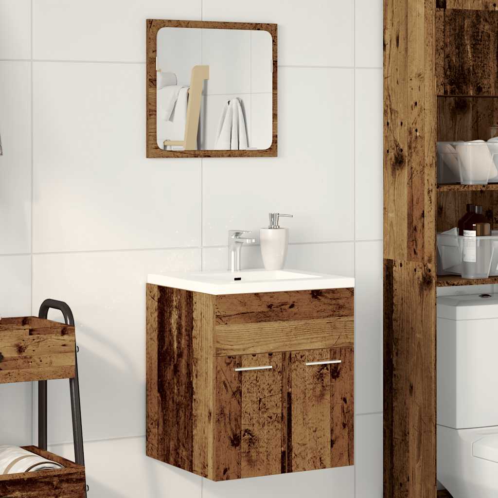 Bathroom furniture set, 2 pieces, old wood, processed wood