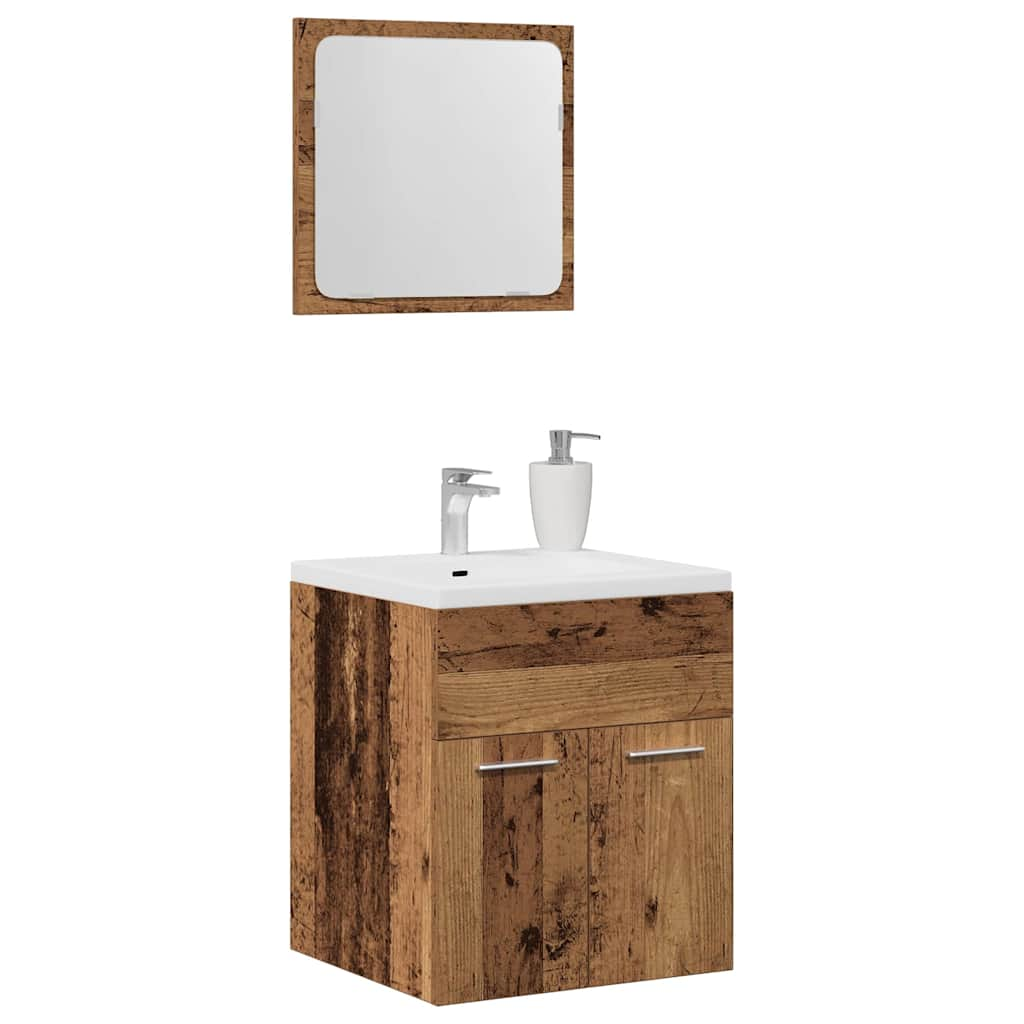 Bathroom furniture set, 2 pieces, old wood, processed wood