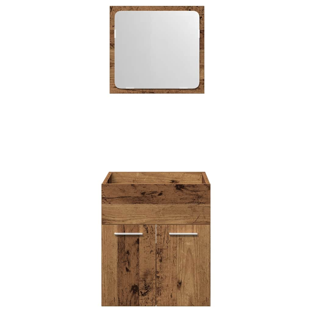 Set mobilier de baie, 2 piese, lemn vechi, lemn prelucrat