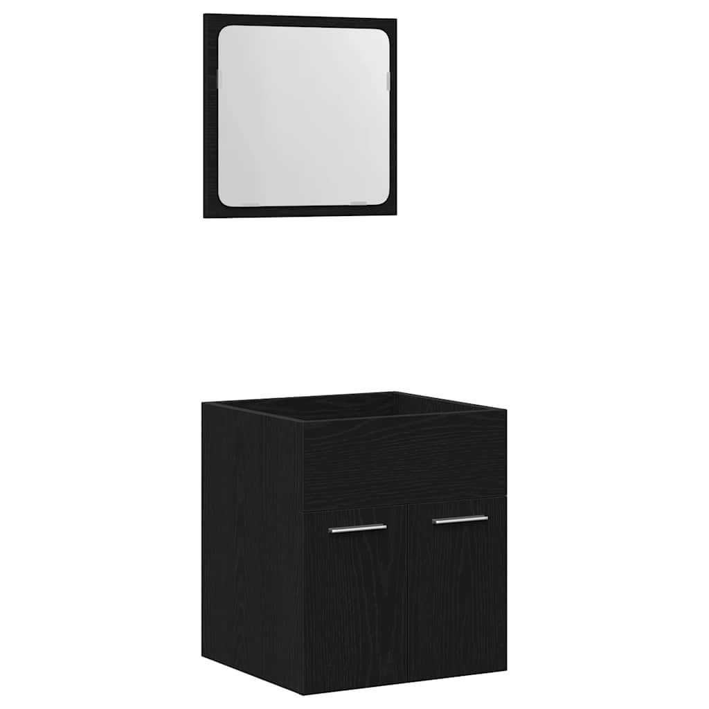 Set de mobilier de baie din 2 piese din lemn de stejar negru