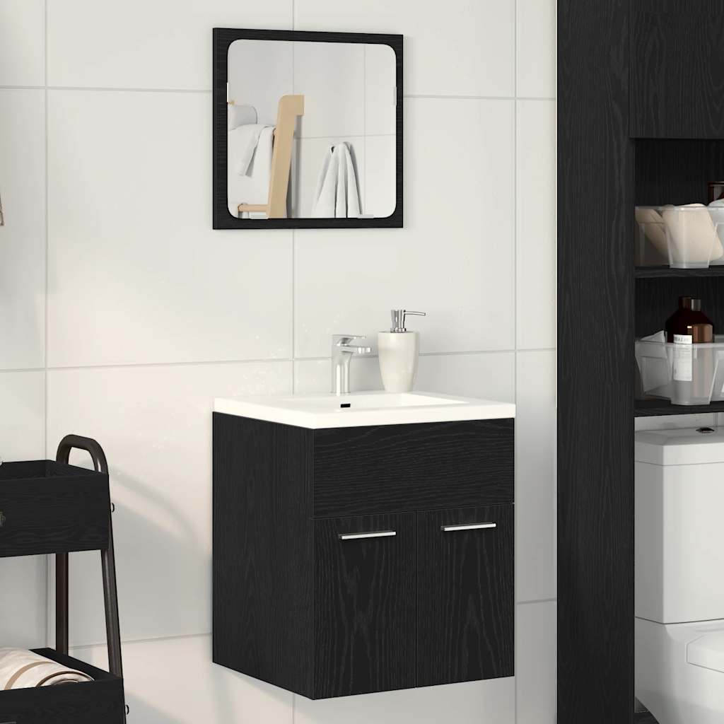 2-piece bathroom furniture set made of black oak wood