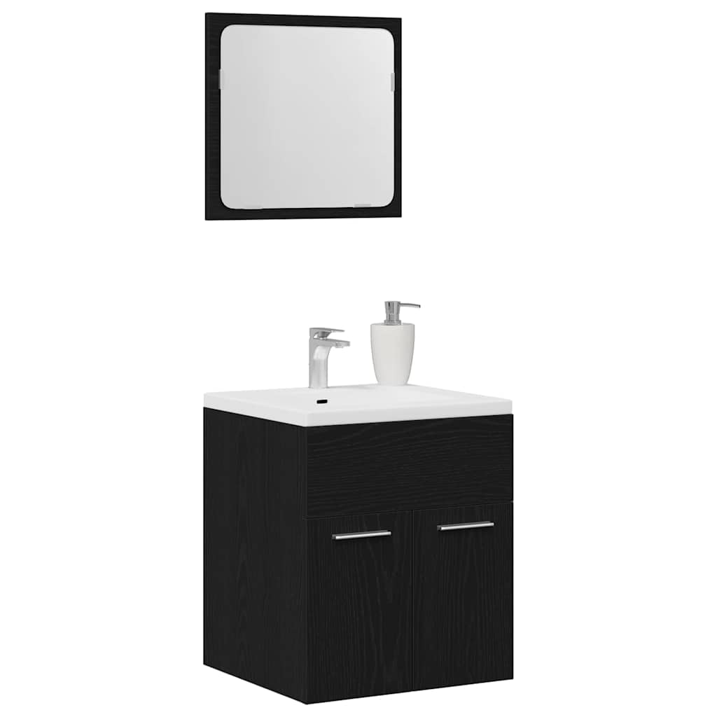 Set de mobilier de baie din 2 piese din lemn de stejar negru