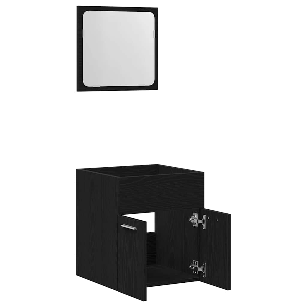 Set de mobilier de baie din 2 piese din lemn de stejar negru