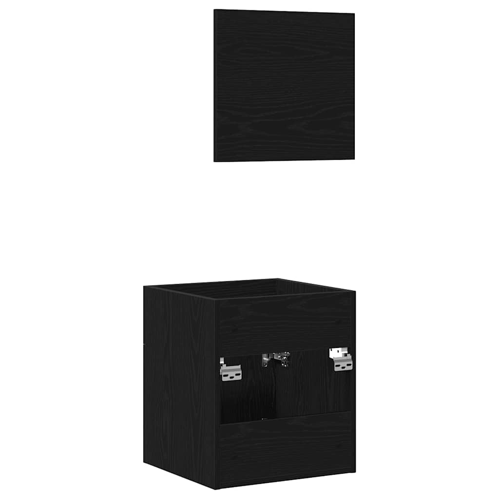 2-piece bathroom furniture set made of black oak wood