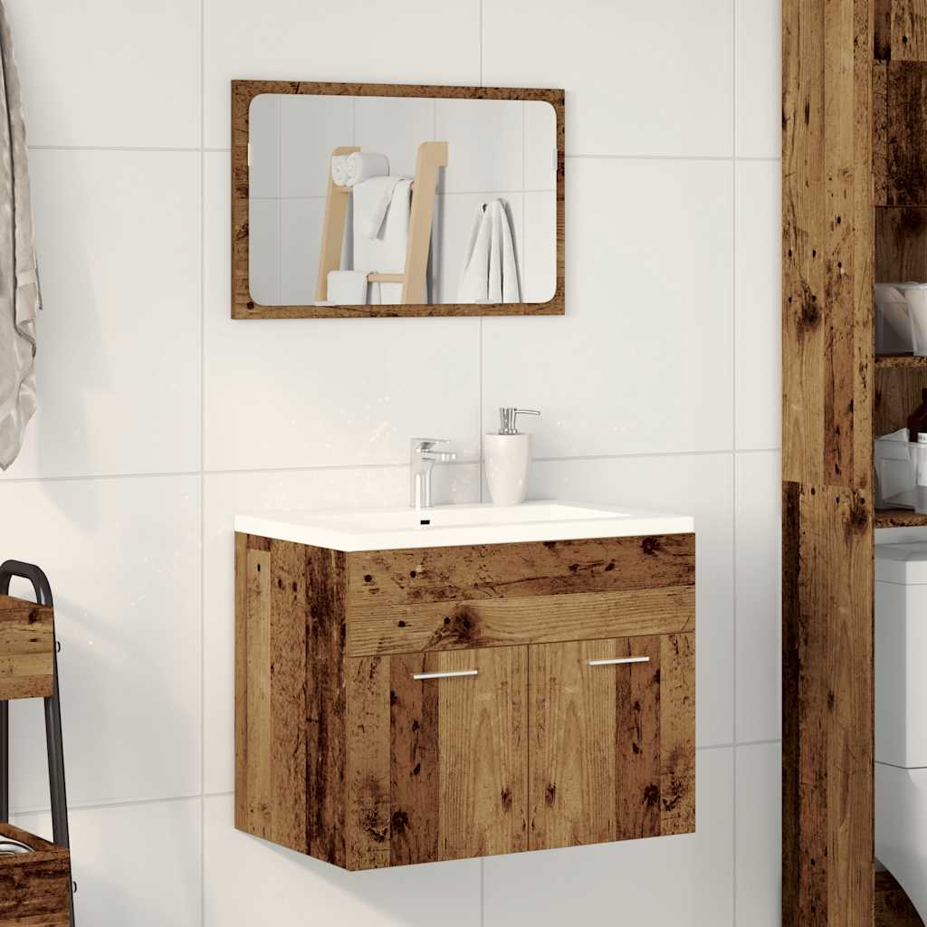 Bathroom furniture set, 2 pieces, old wood, processed wood