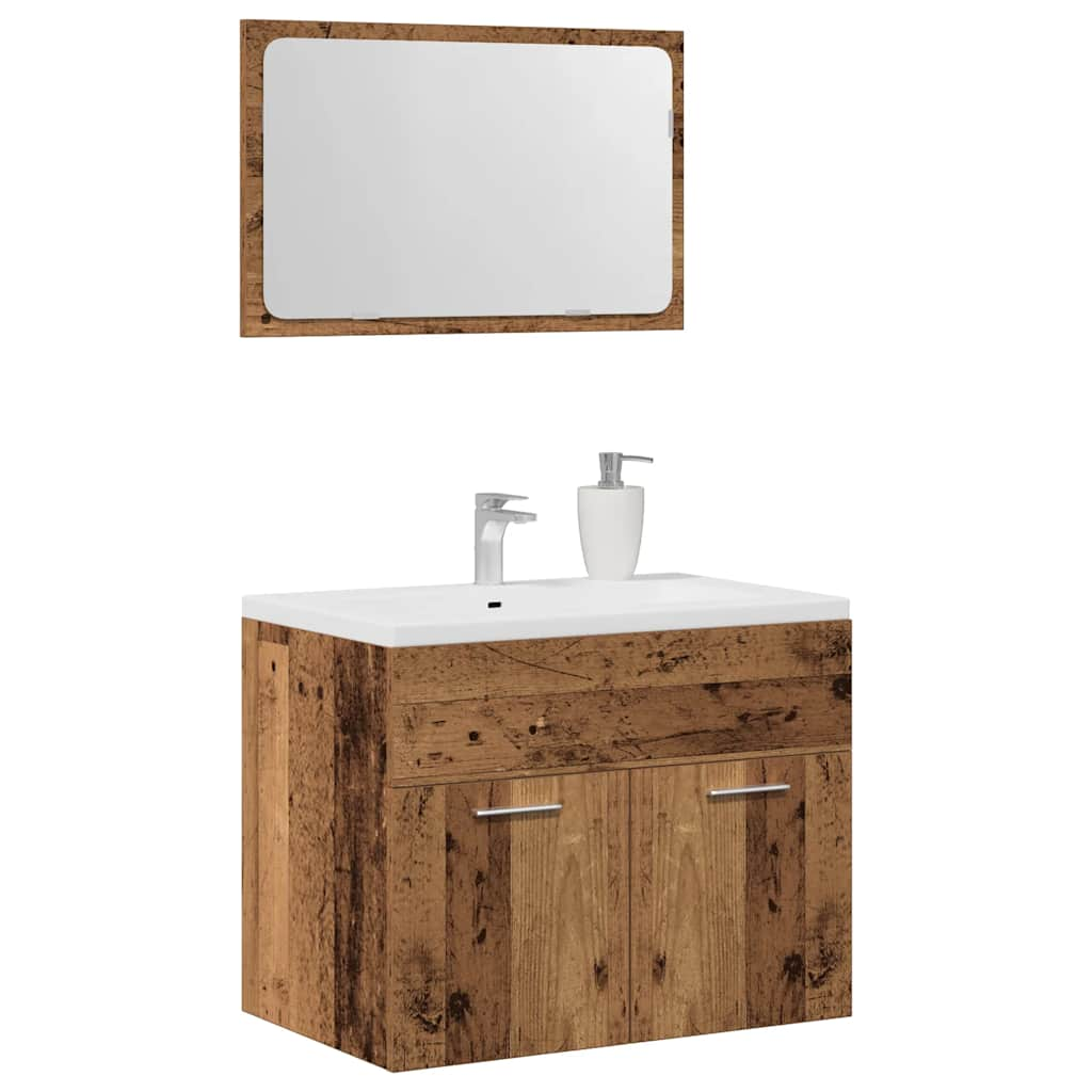 Bathroom furniture set, 2 pieces, old wood, processed wood