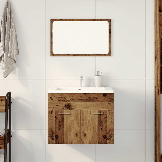 Bathroom furniture set, 2 pieces, old wood, processed wood