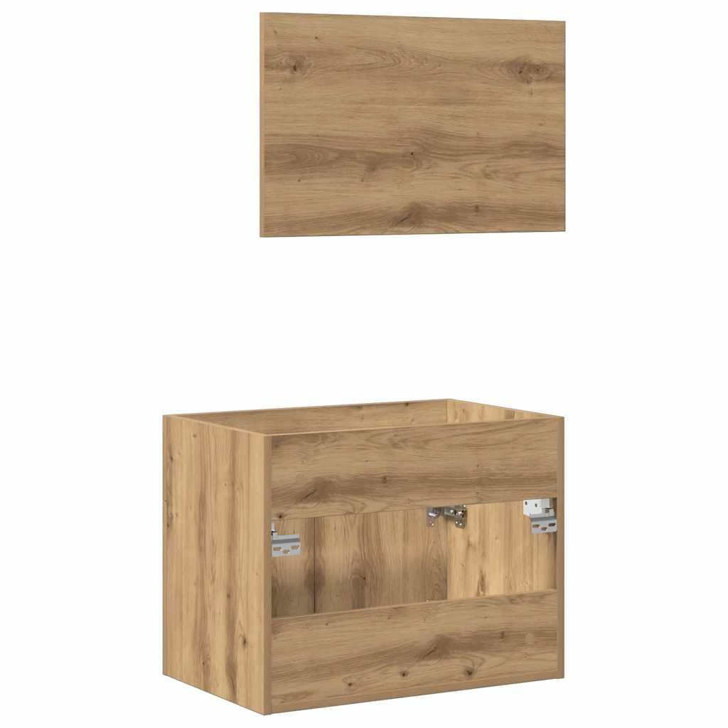 Bathroom furniture set, 2 pieces, handcrafted oak, processed wood