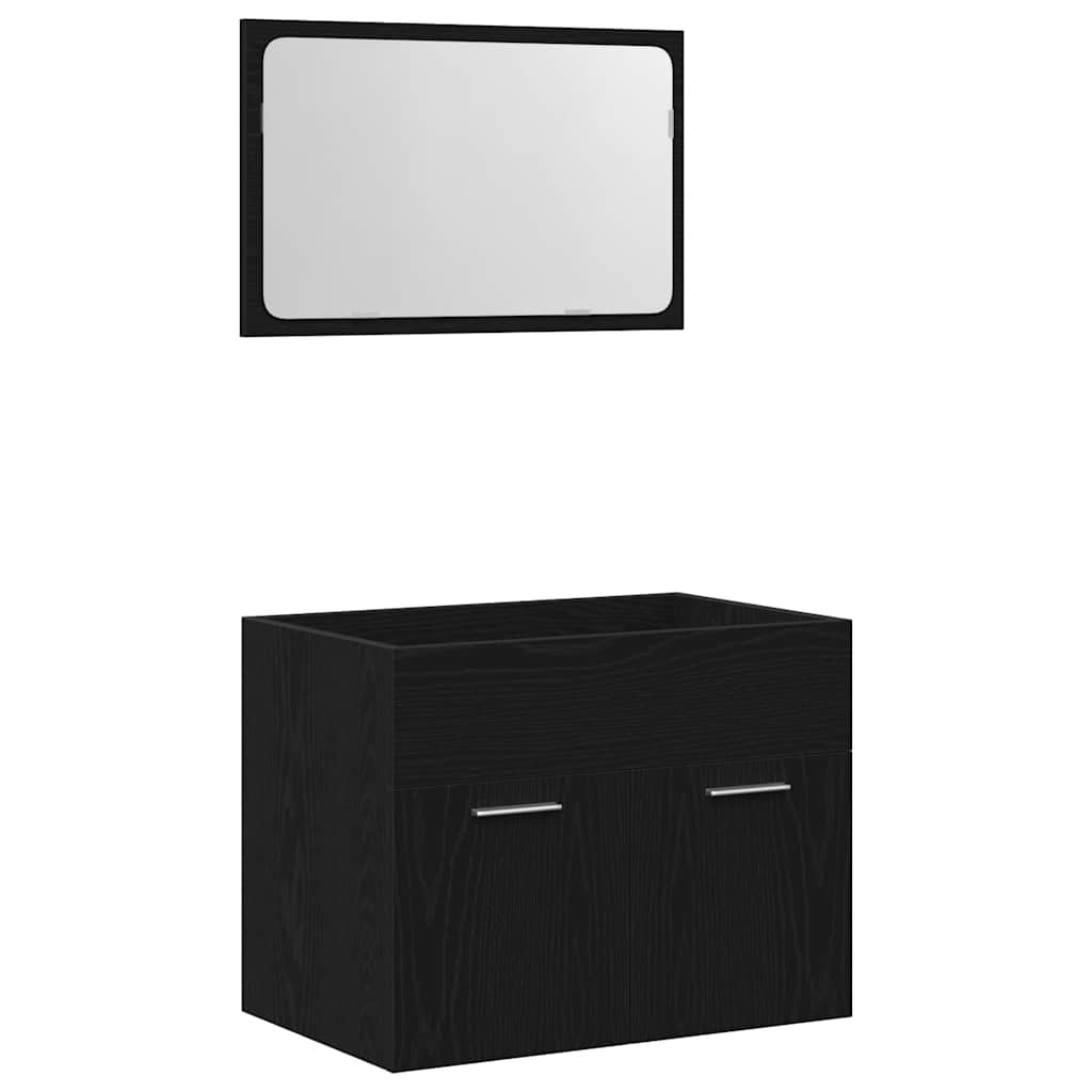 Set de mobilier de baie din 2 piese din lemn de stejar negru