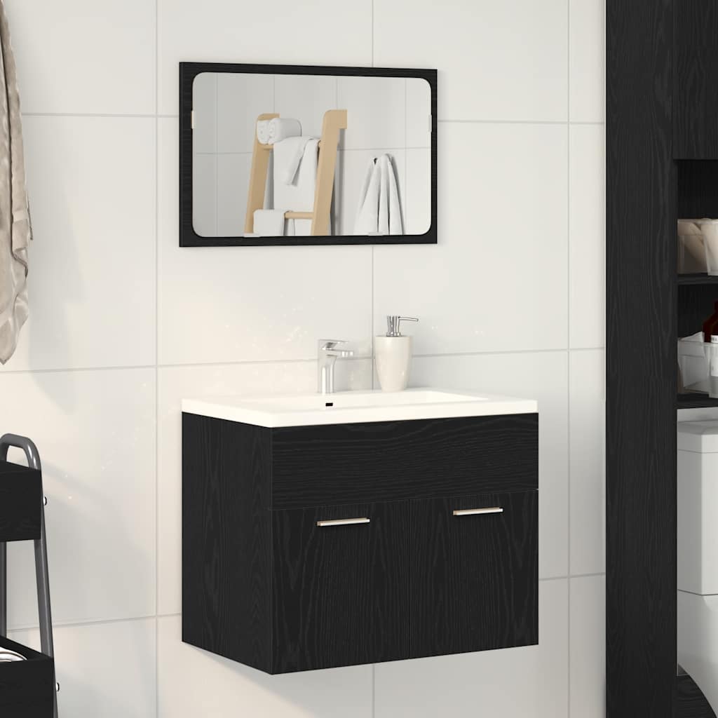 2-piece bathroom furniture set made of black oak wood