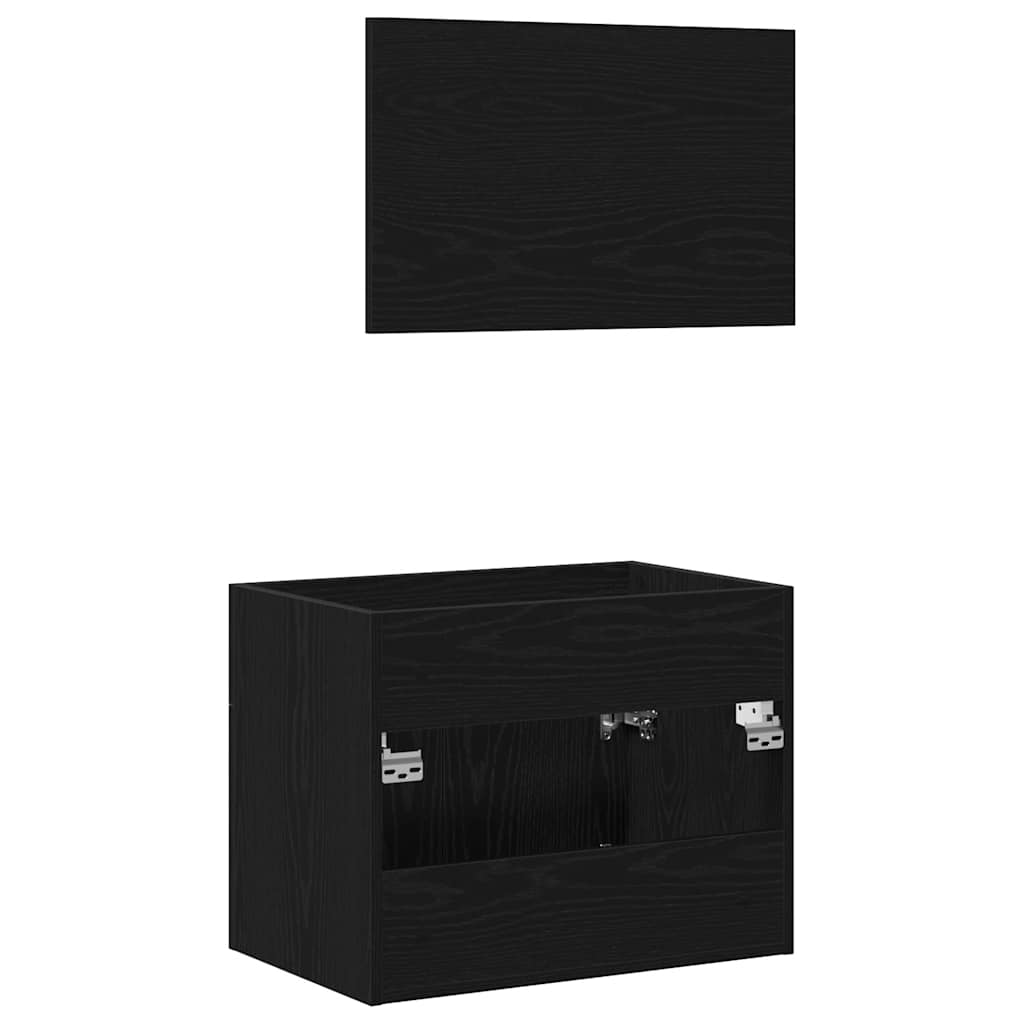 2-piece bathroom furniture set made of black oak wood