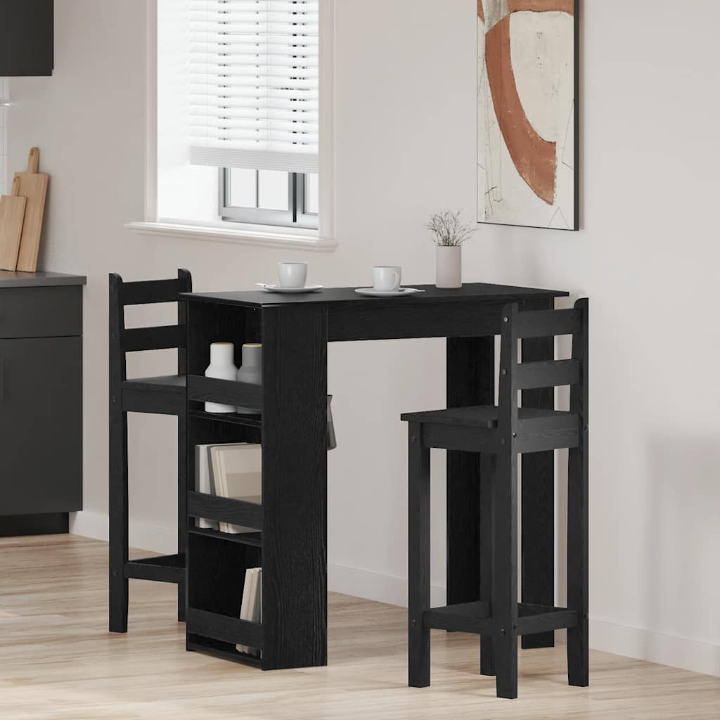 Bar table with storage stand Black oak 102x50x103.5 cm