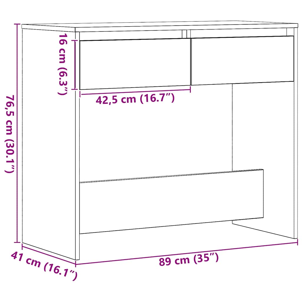 Console Black Oak 89x41x76.5 cm Processed wood