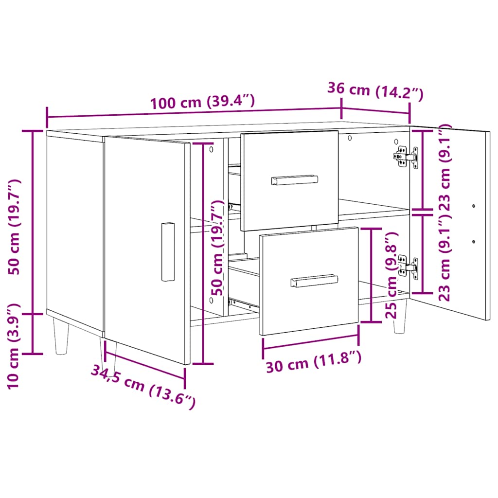 Bufetă Stejar negru 100x36x60 cm lemn prelucrat