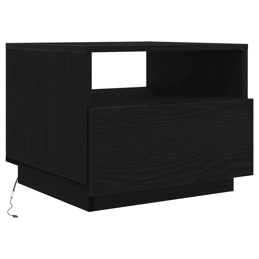 Masuta de cafea cu lumini LED Stejar negru 50x49x40 cm