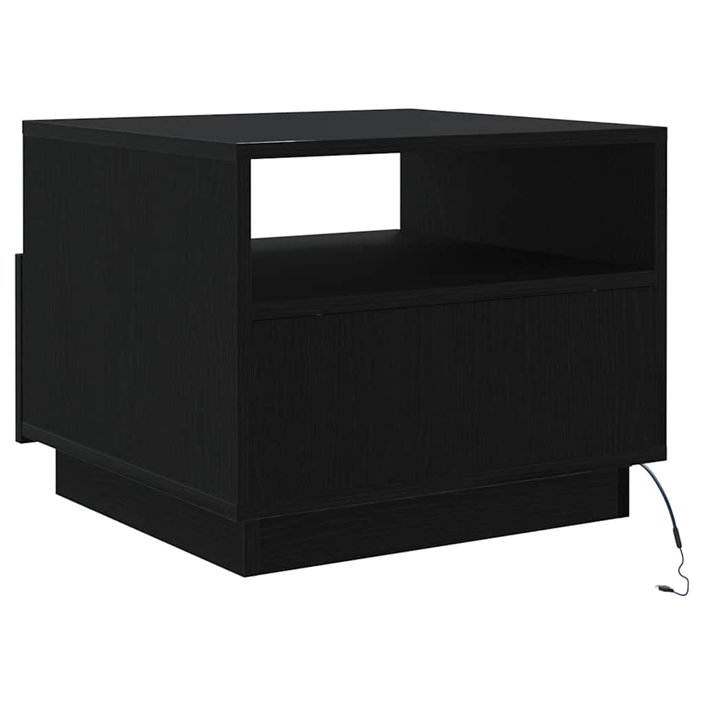 Coffee table with LED lights Black oak 50x49x40 cm