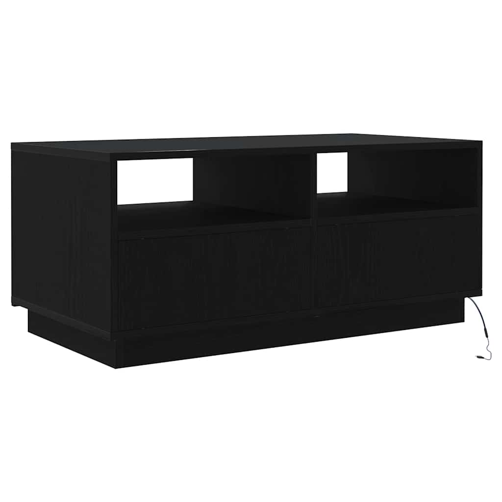 Coffee table with LED lights Black oak 90x49x40 cm