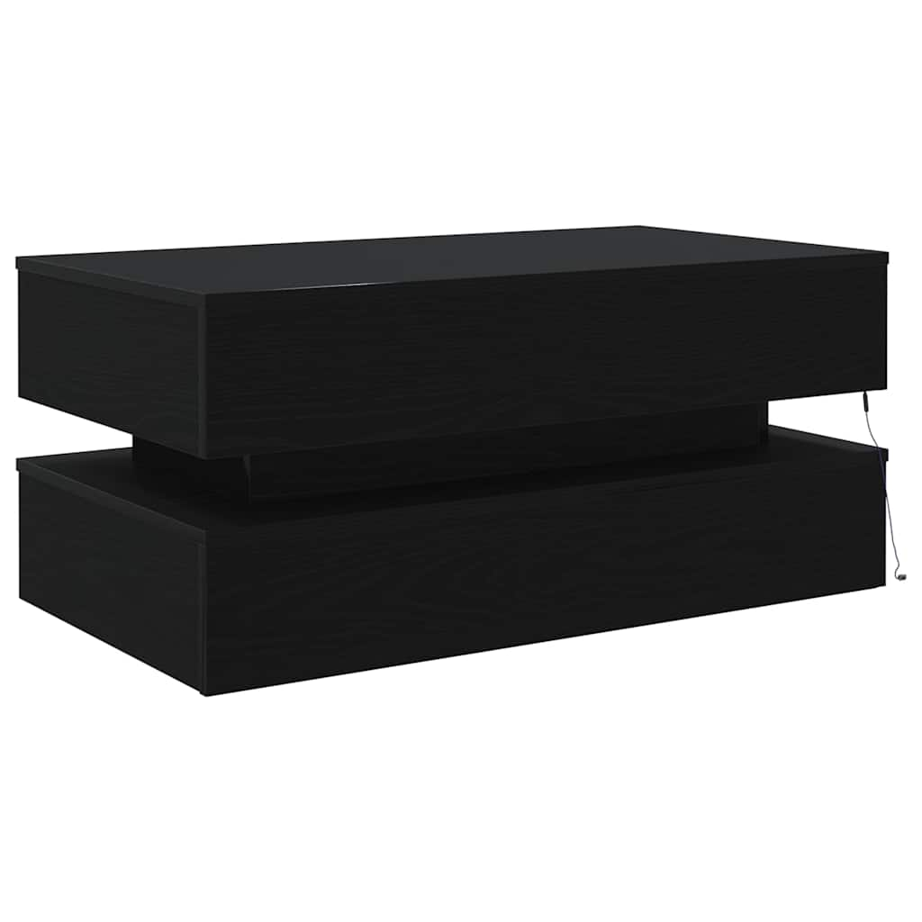 Coffee table with LED lights Black oak 90x50x40 cm