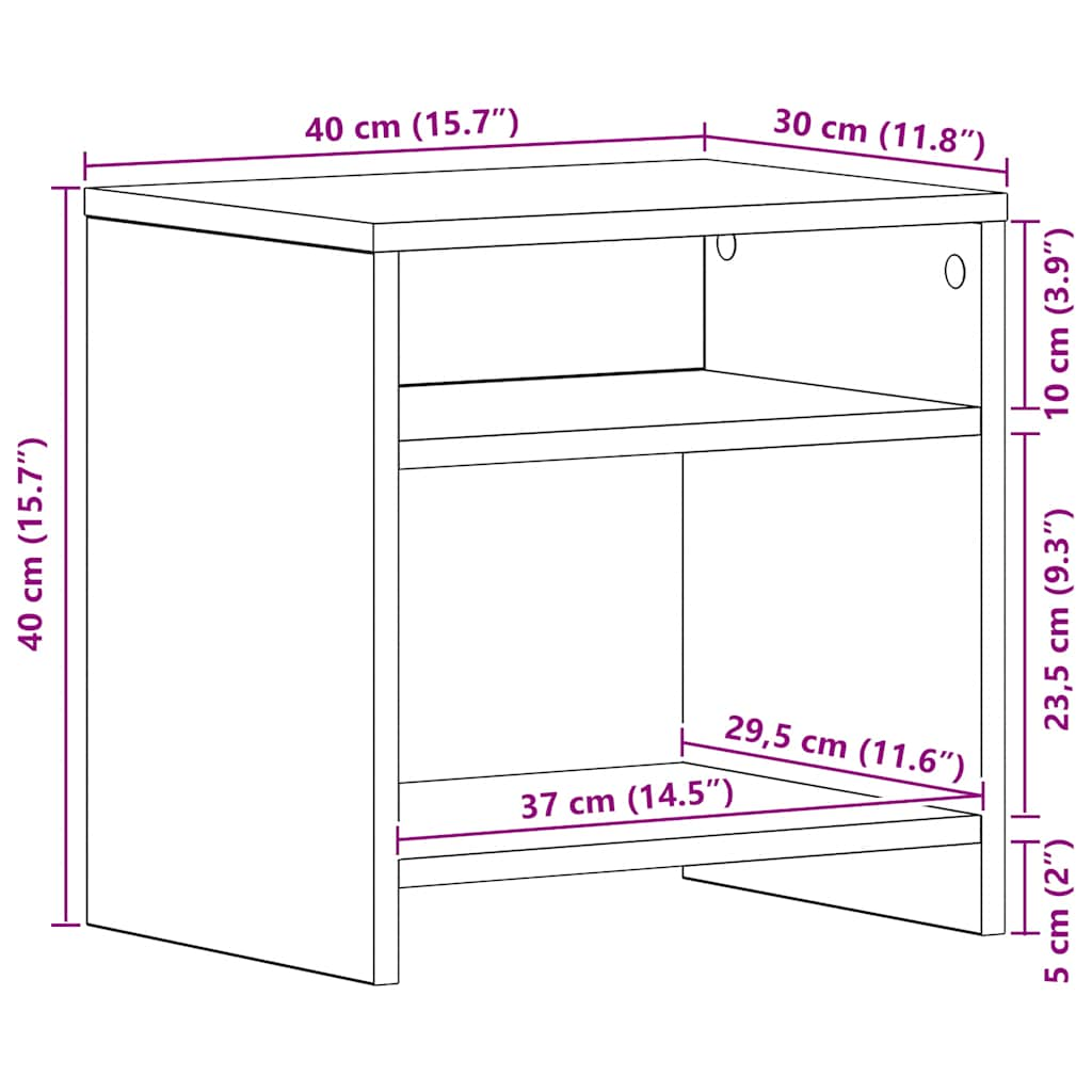 Black oak bedside table 40x30x40 cm processed wood