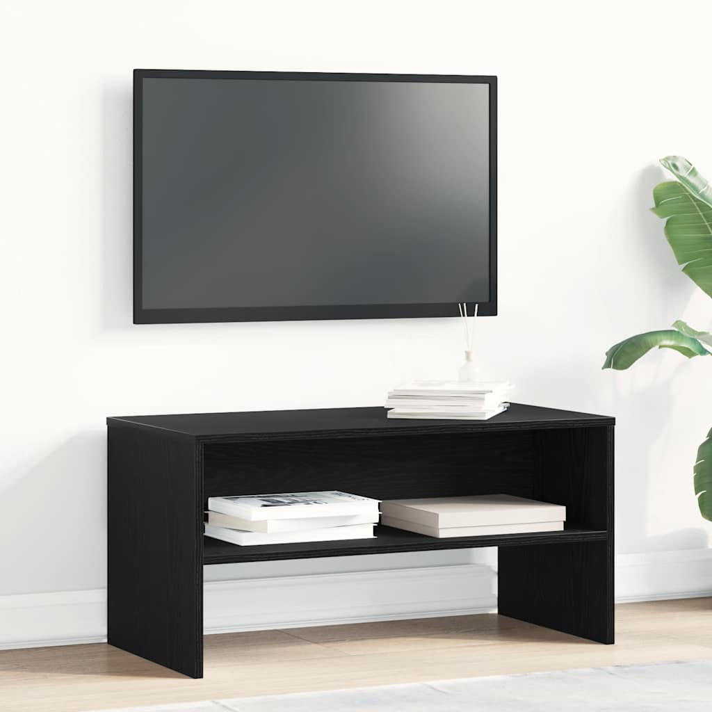 TV Cabinet Black Oak 80x40x40 cm Processed Wood