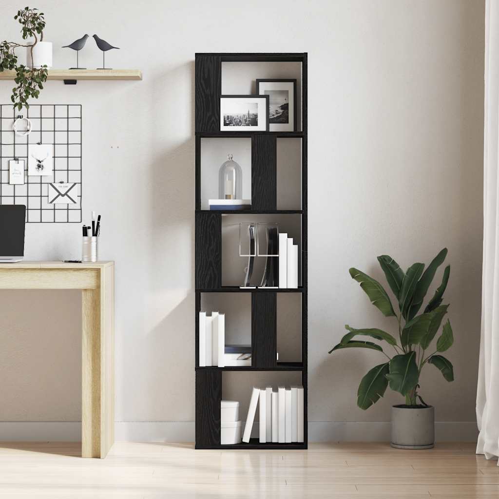 Bookcase/Room Divider Black Oak Engineered Wood