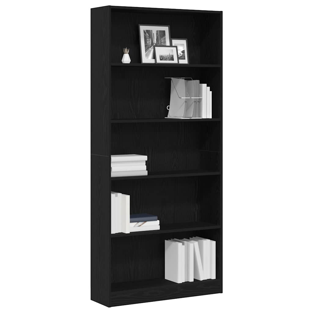 Bookcase Black Oak 80x24x176 cm Processed wood