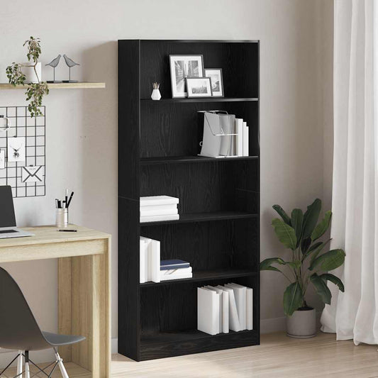 Bibliotecă Stejar negru 80x24x176 cm Lemn prelucrat