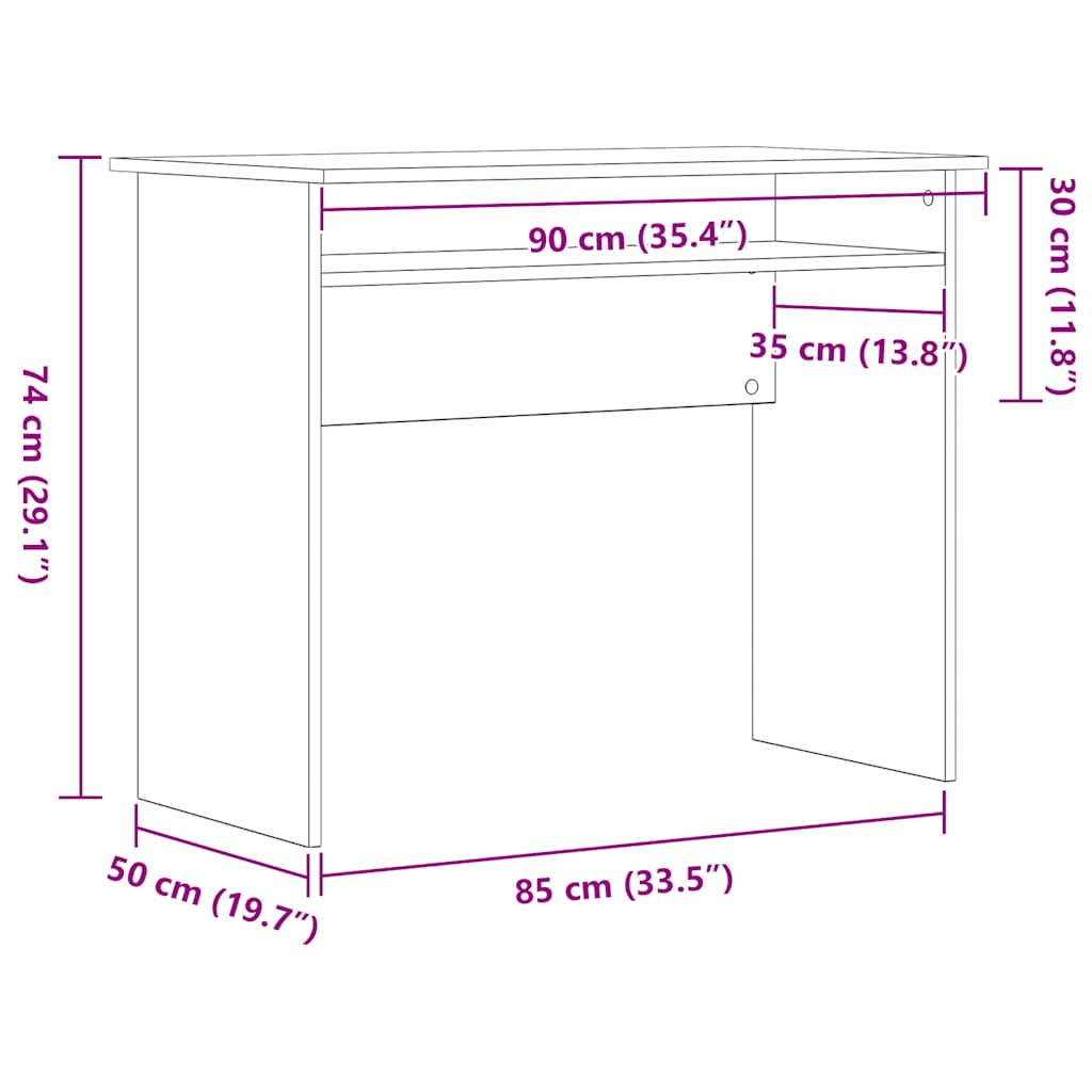 Birou, stejar negru, 90x50x74 cm, lemn prelucrat