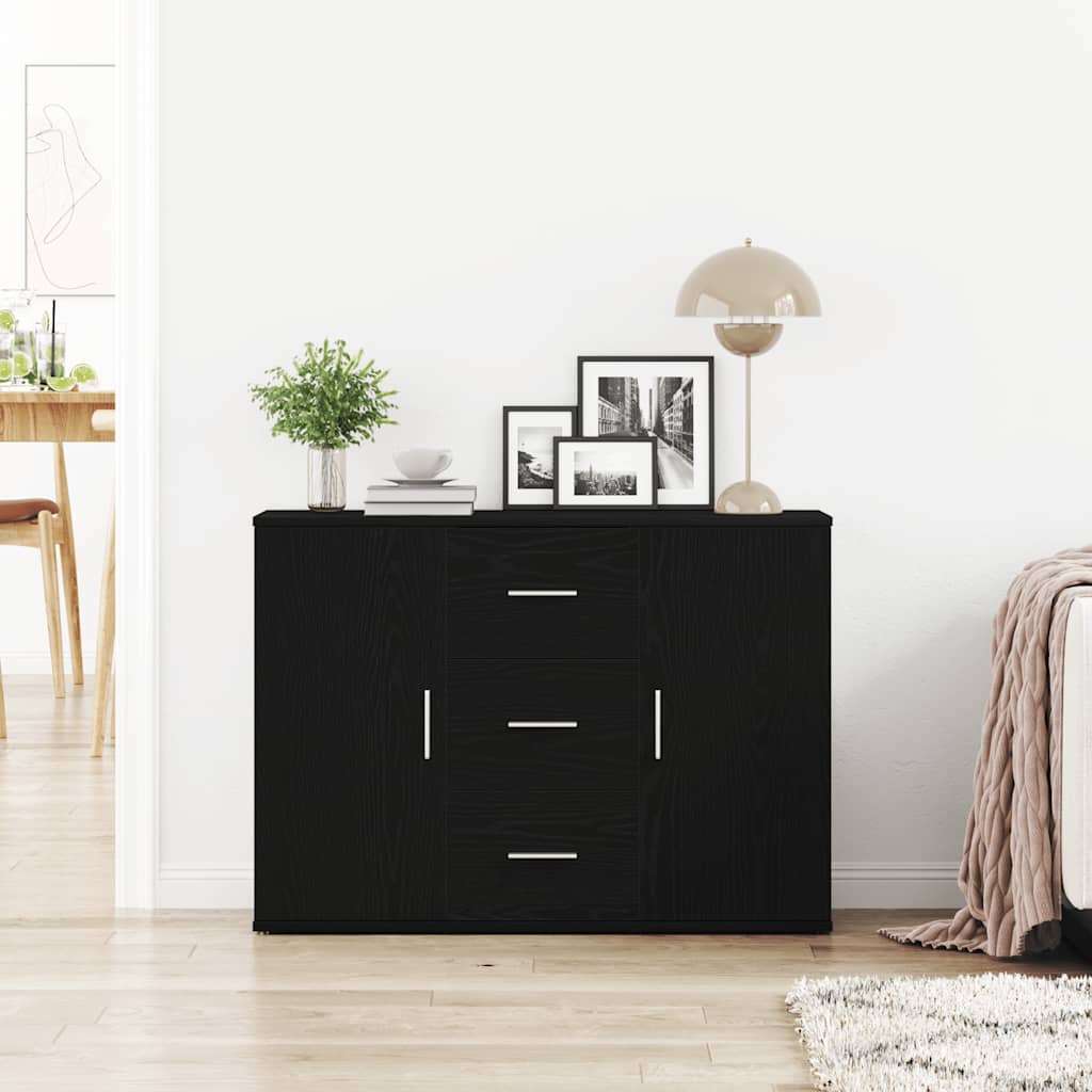 Sideboard Black Oak 91x29.5x65 cm Processed wood