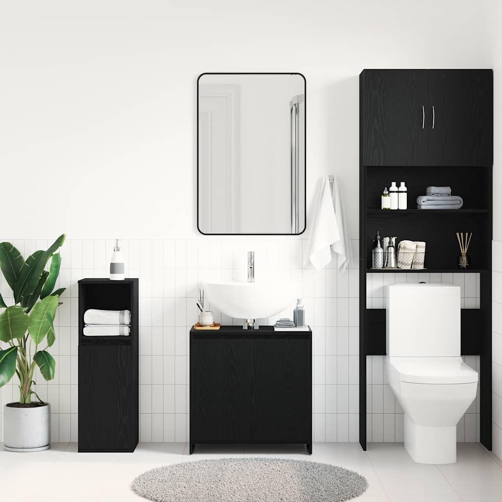 Black oak bathroom cabinet 60x33x60 cm processed wood