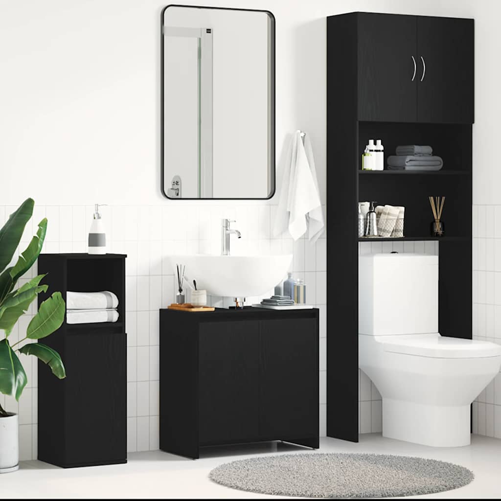 Black oak bathroom cabinet 60x33x60 cm processed wood