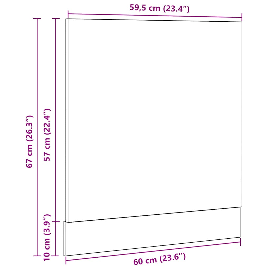 Dishwasher panel, black oak, 60x1.5x67 cm