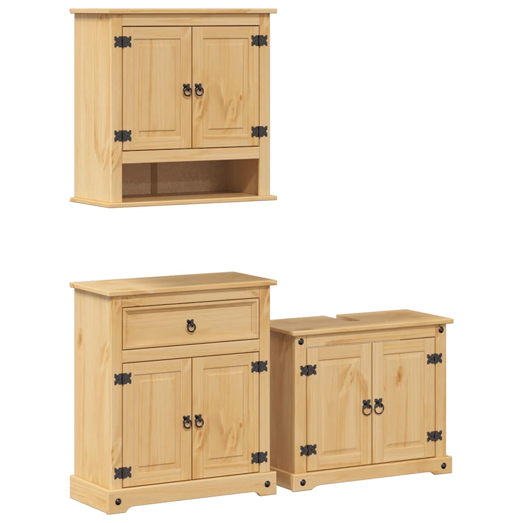 "Corona" bathroom furniture set, 3 pieces, solid pine wood