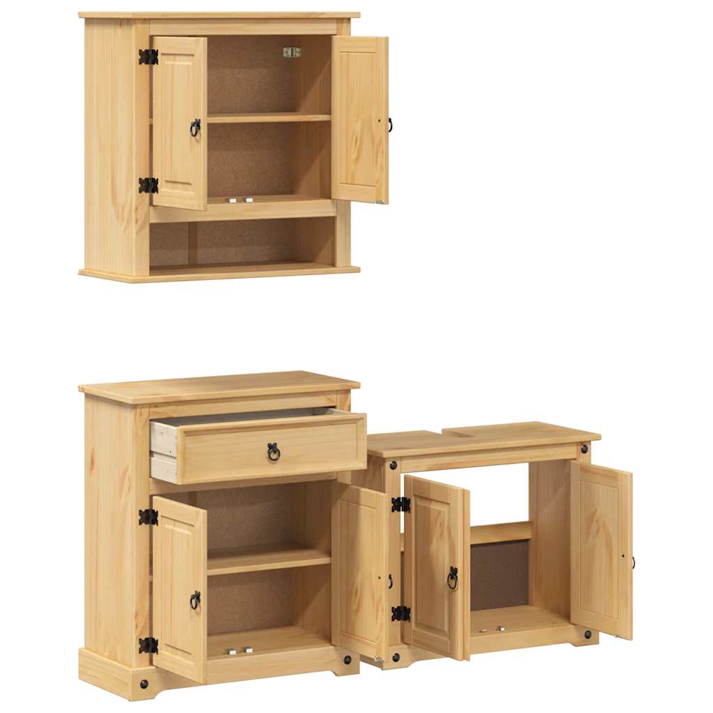 "Corona" bathroom furniture set, 3 pieces, solid pine wood