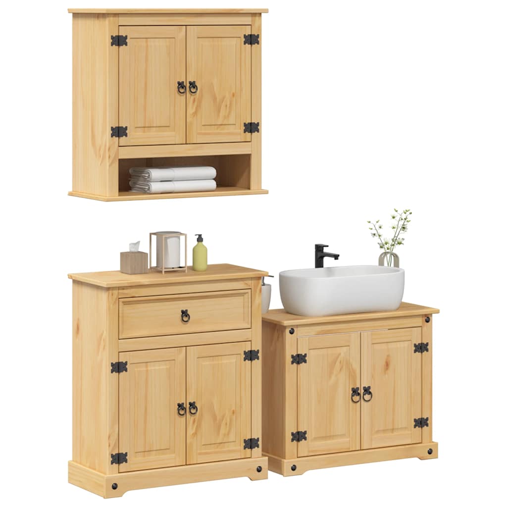 "Corona" bathroom furniture set, 3 pieces, solid pine wood