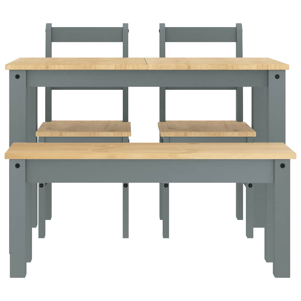 Panama 4-piece dining set in solid gray pine wood