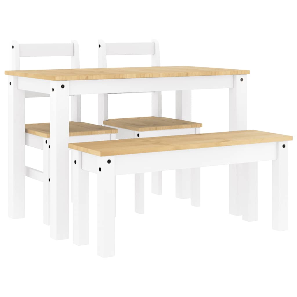 Panama 4-piece dining set in solid white pine wood