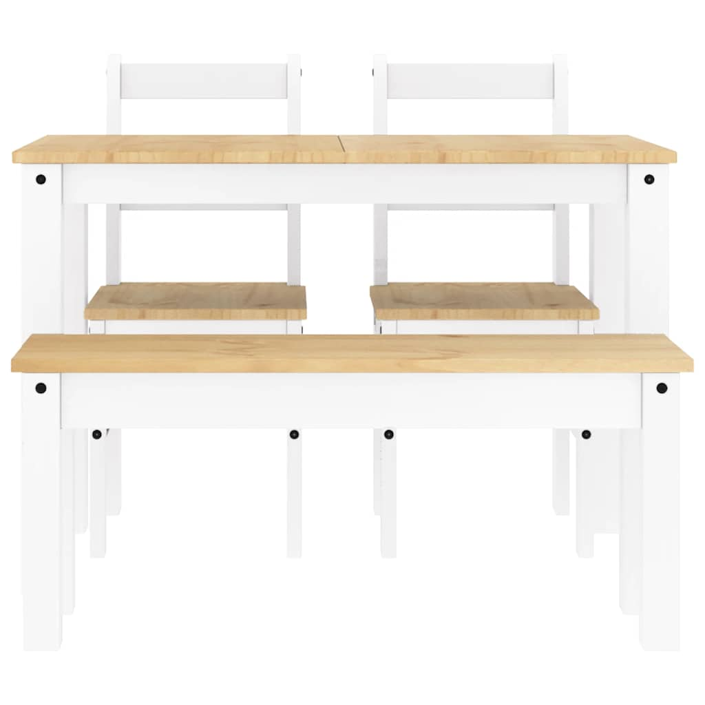 Panama 4-piece dining set in solid white pine wood