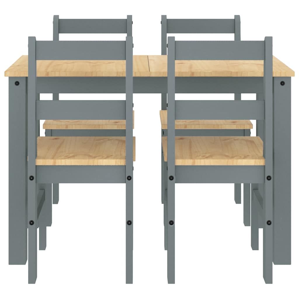 Panama 5-piece dining set in solid gray pine wood