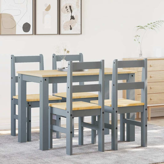 Panama 5-piece dining set in solid gray pine wood