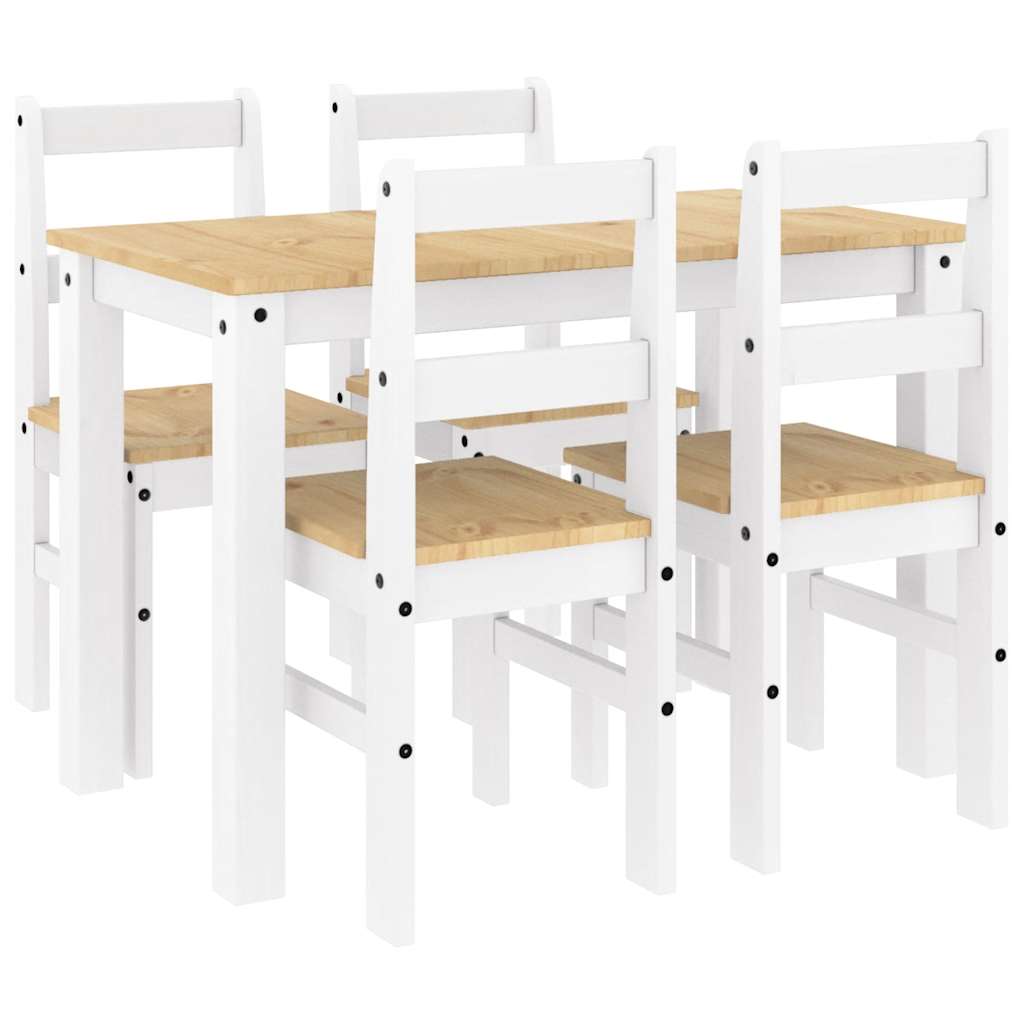 Panama 5-piece dining set in solid white pine wood