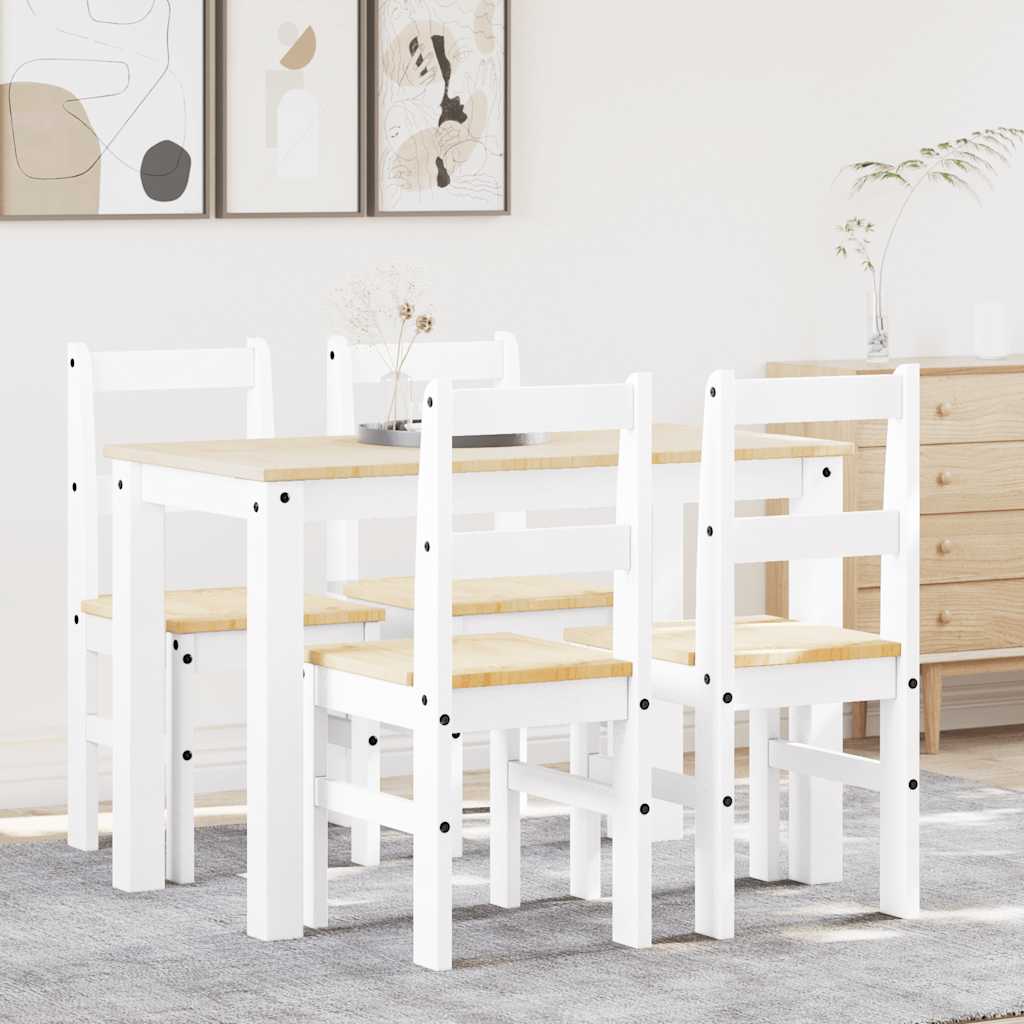 Panama 5-piece dining set in solid white pine wood