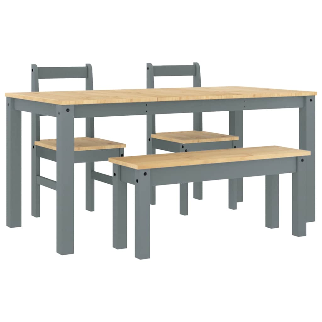 Panama 4-piece dining set in solid gray pine wood