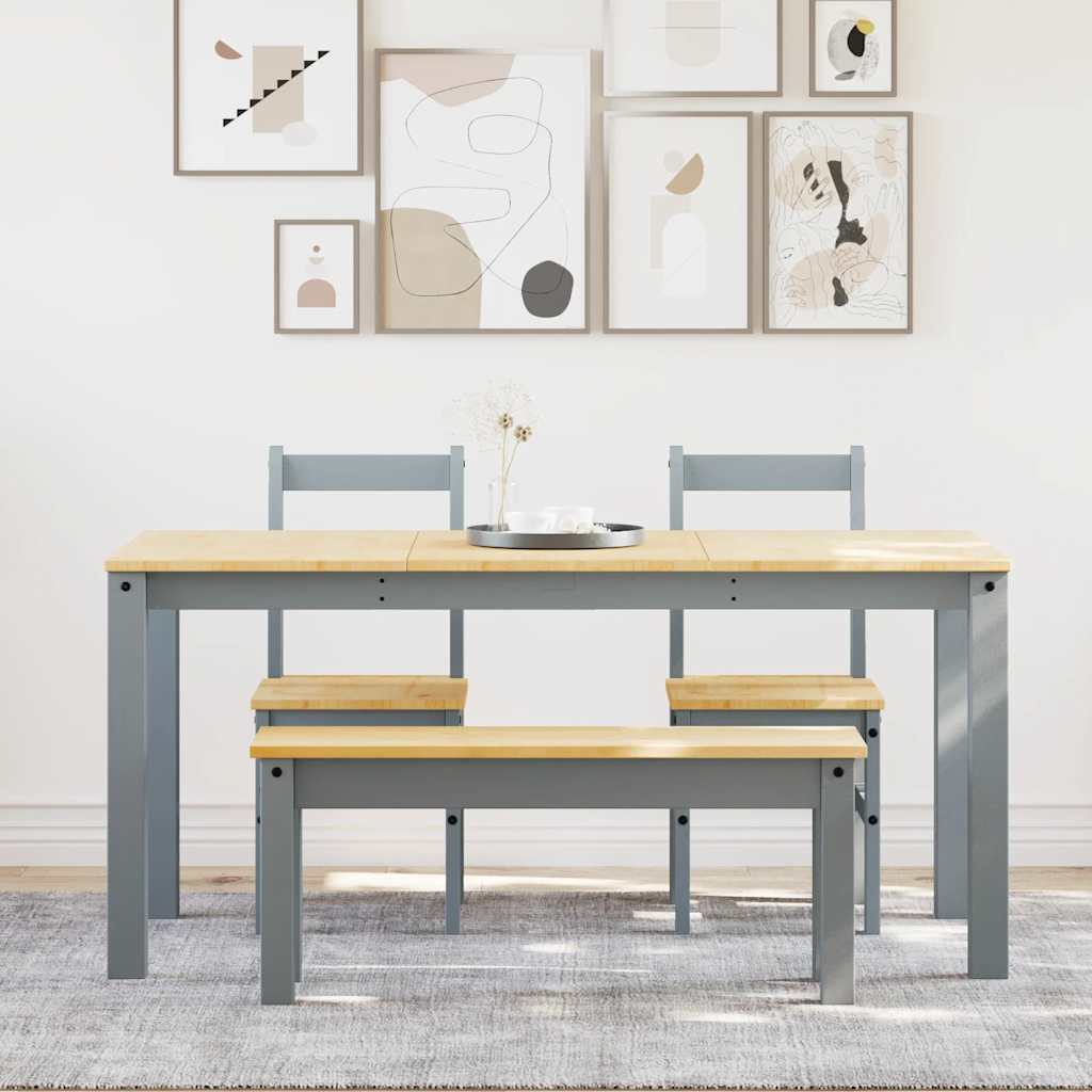 Panama 4-piece dining set in solid gray pine wood