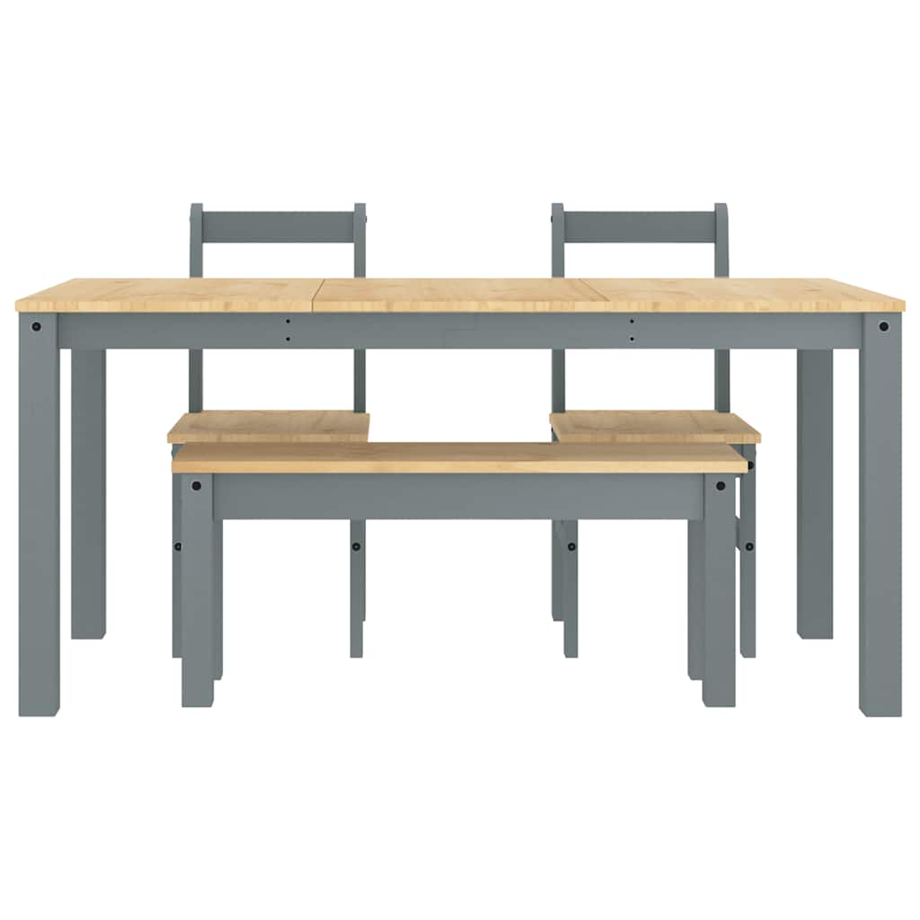 Panama 4-piece dining set in solid gray pine wood