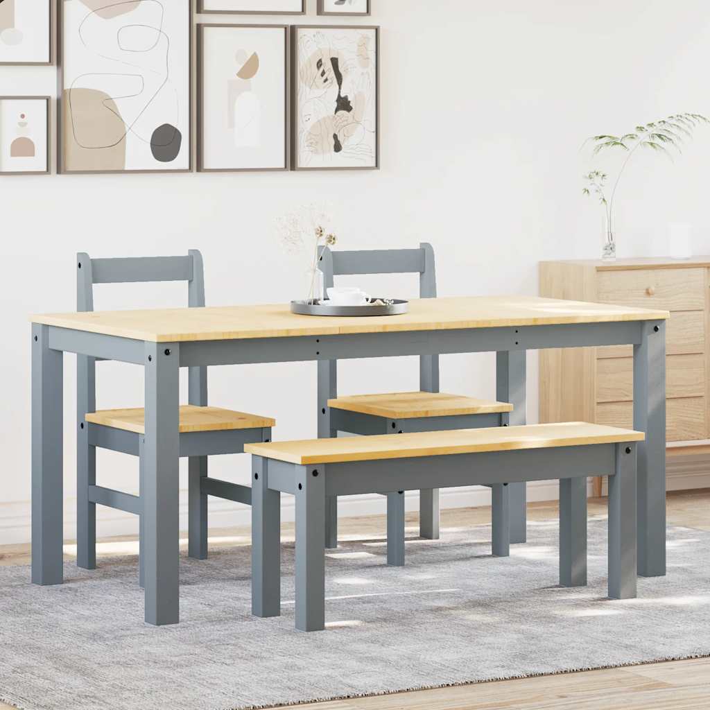 Panama 4-piece dining set in solid gray pine wood