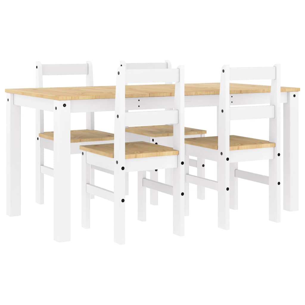 Panama 5-piece dining set in solid white pine wood