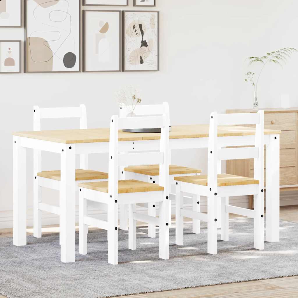 Panama 5-piece dining set in solid white pine wood